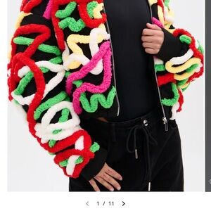 AKIRA Multicolor Textured Bomber Jacket